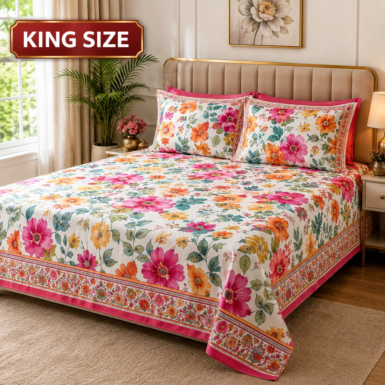 Pure Cotton King Size Bedsheet Noida
